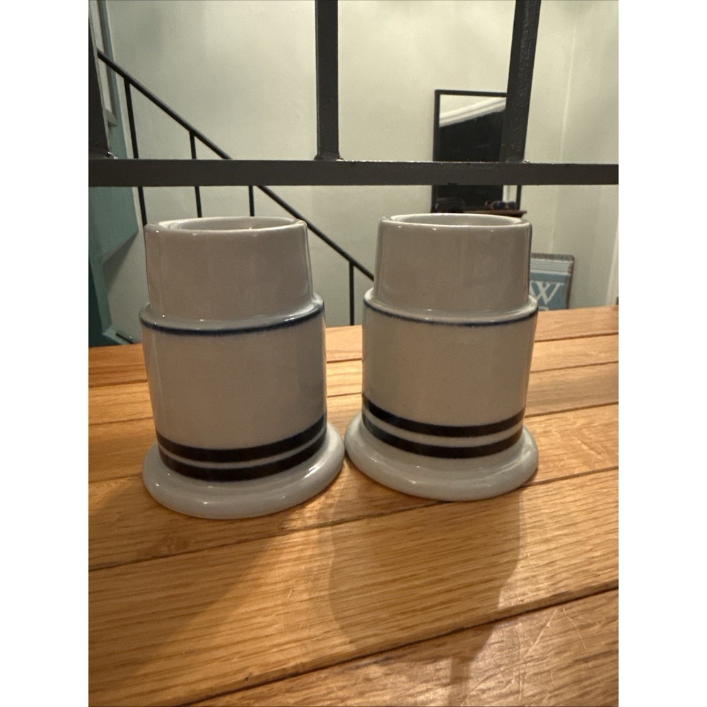 2 Dansk Hurricane Lamp Christianshavn Blue Stripe Candle Holder Base Only Japan